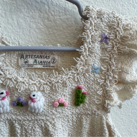 Artesanias Alania Hand-embroidered Peruvian Cotton Knit Dress 2T - Picture 6 of 7